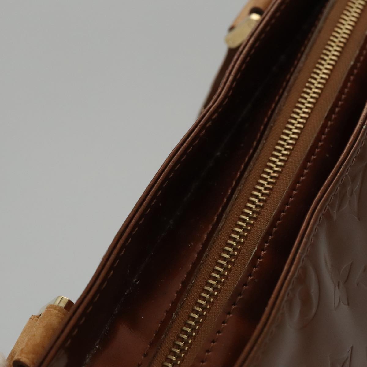 LOUIS VUITTON Monogram Vernis Houston Hand Bag Bronze M91122 LV 107154
