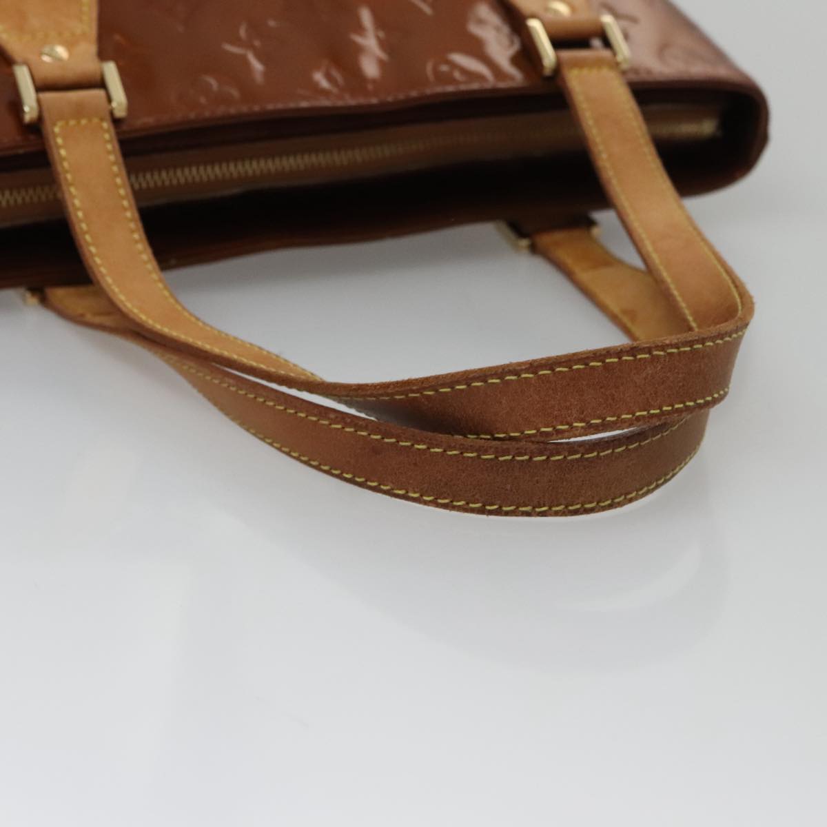LOUIS VUITTON Monogram Vernis Houston Hand Bag Bronze M91122 LV 107154
