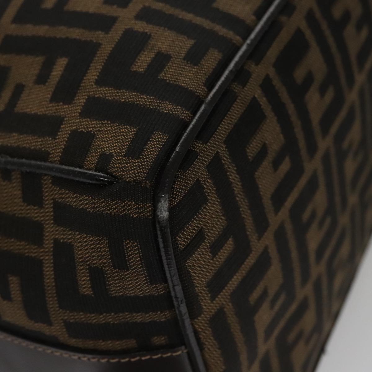 FENDI Zucca Canvas Vanity Pouch Brown Black gold 107233