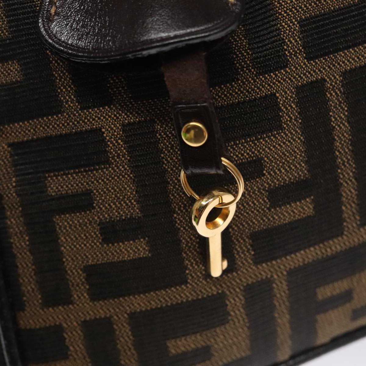 FENDI Zucca Canvas Vanity Pouch Brown Black gold 107233
