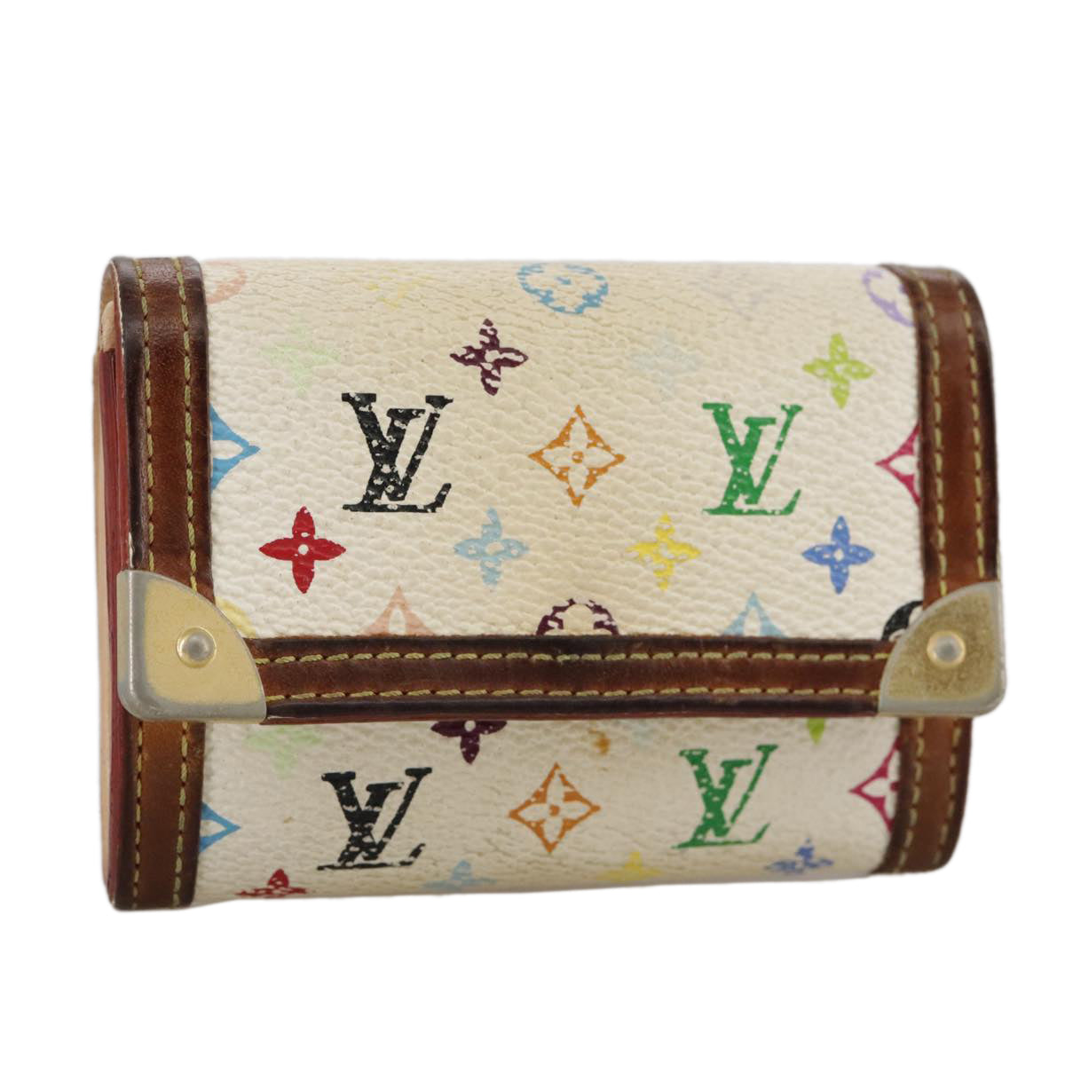 LOUIS VUITTON Monogram Multicolor Porte Monnaie Plat White M92657 107290