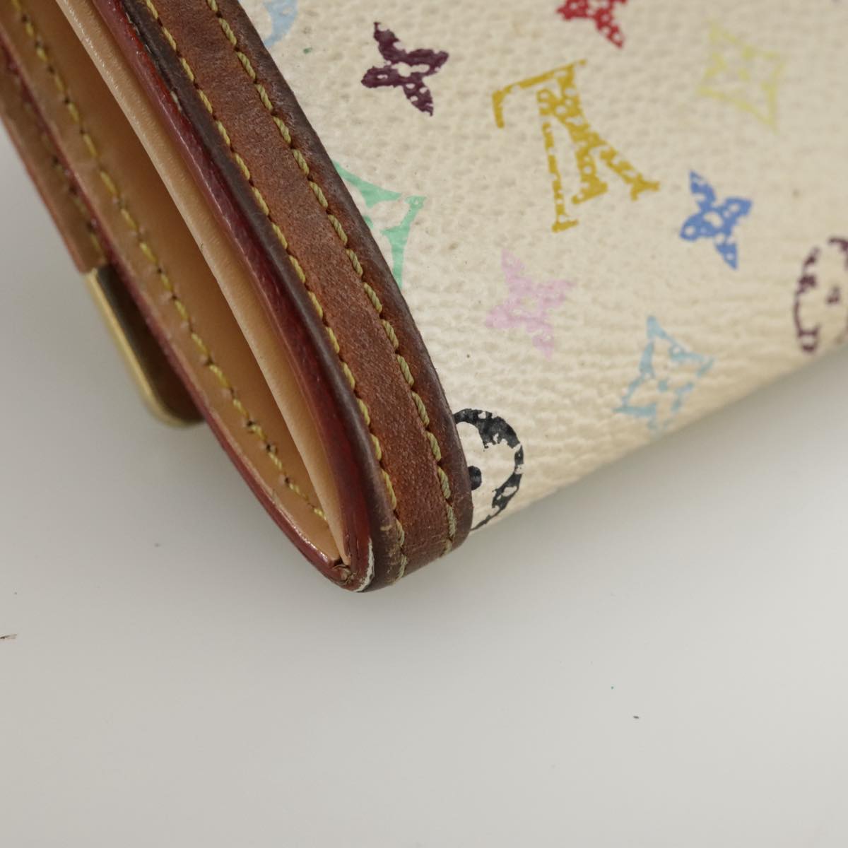 LOUIS VUITTON Monogram Multicolor Porte Monnaie Plat White M92657 107290