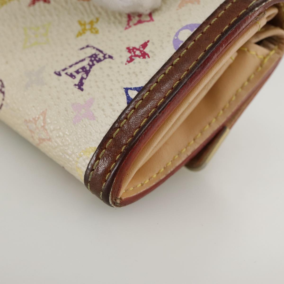 LOUIS VUITTON Monogram Multicolor Porte Monnaie Plat White M92657 107290