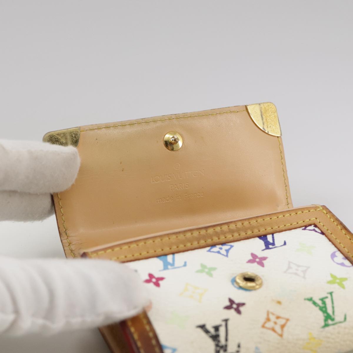 LOUIS VUITTON Monogram Multicolor Porte Monnaie Plat White M92657 107290