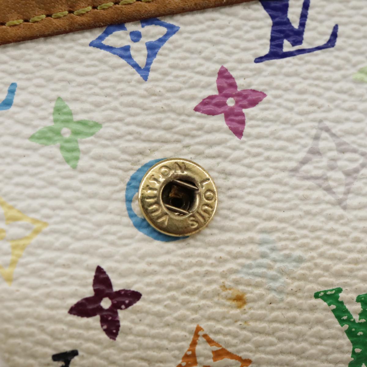 LOUIS VUITTON Monogram Multicolor Porte Monnaie Plat White M92657 107290