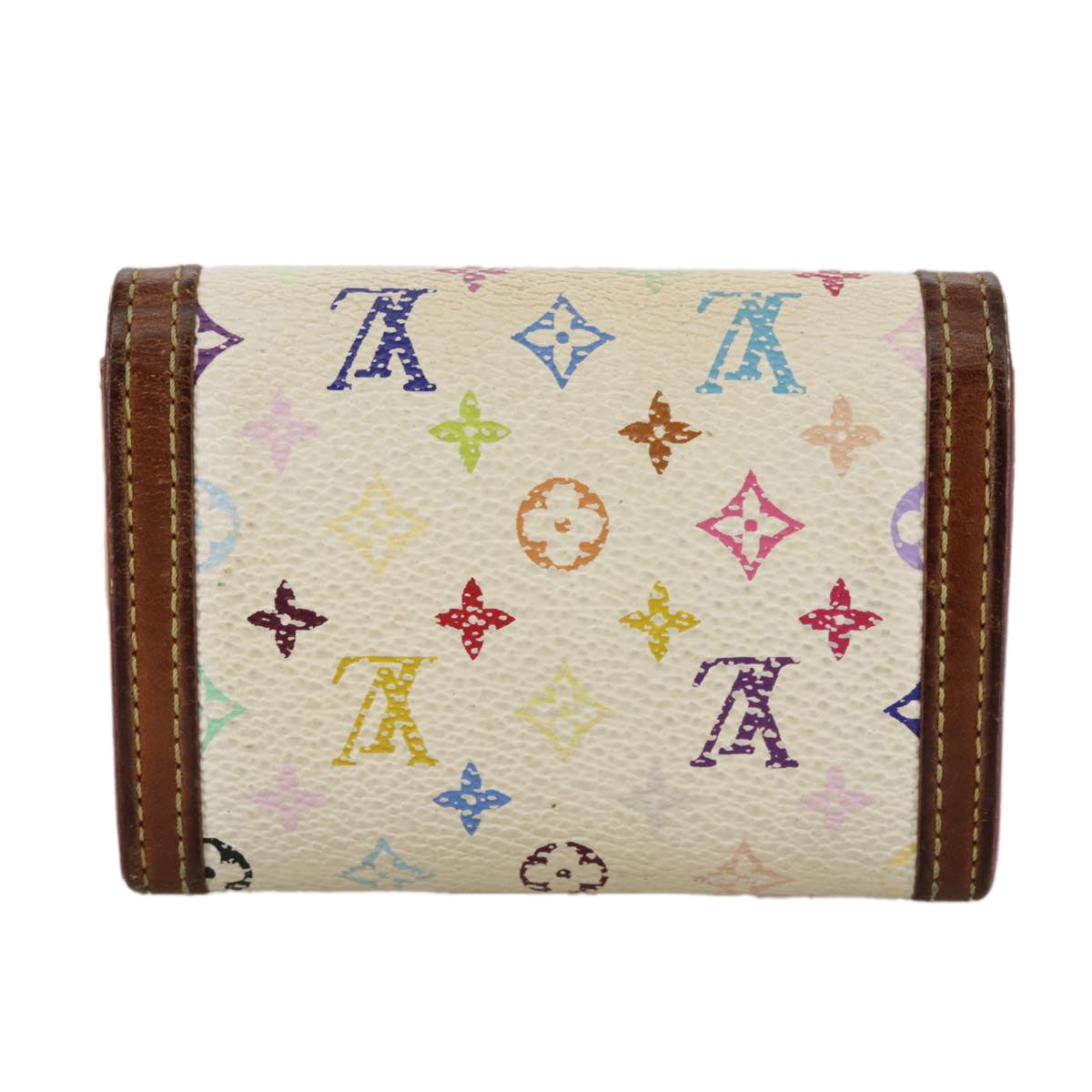 LOUIS VUITTON Monogram Multicolor Porte Monnaie Plat White M92657 107290