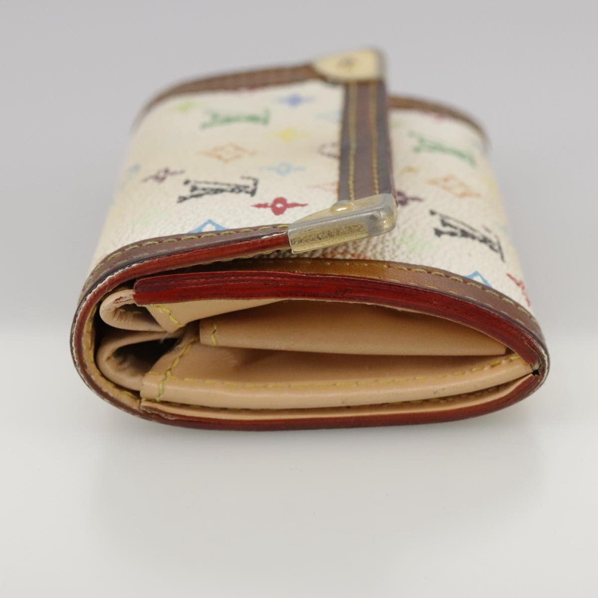 LOUIS VUITTON Monogram Multicolor Porte Monnaie Plat White M92657 107290