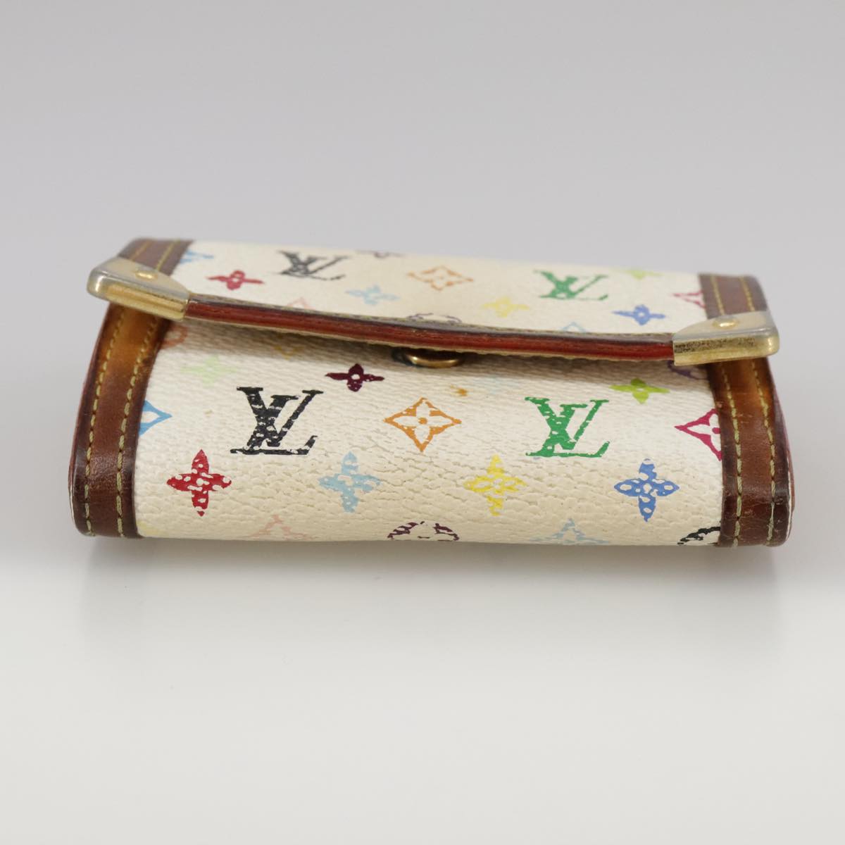 LOUIS VUITTON Monogram Multicolor Porte Monnaie Plat White M92657 107290