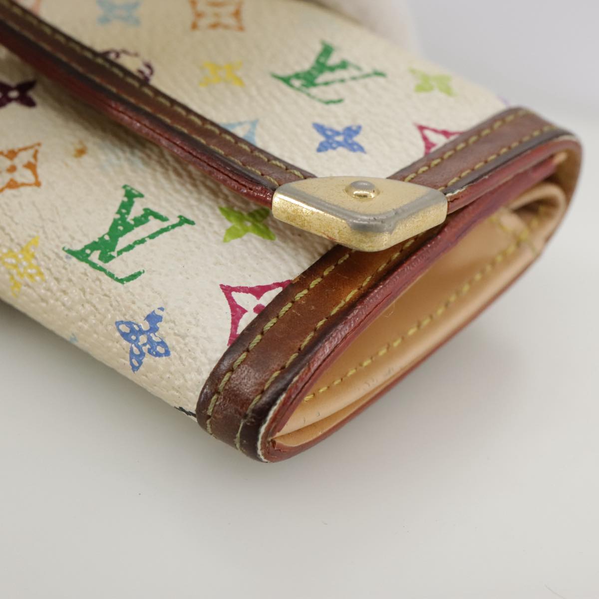 LOUIS VUITTON Monogram Multicolor Porte Monnaie Plat White M92657 107290