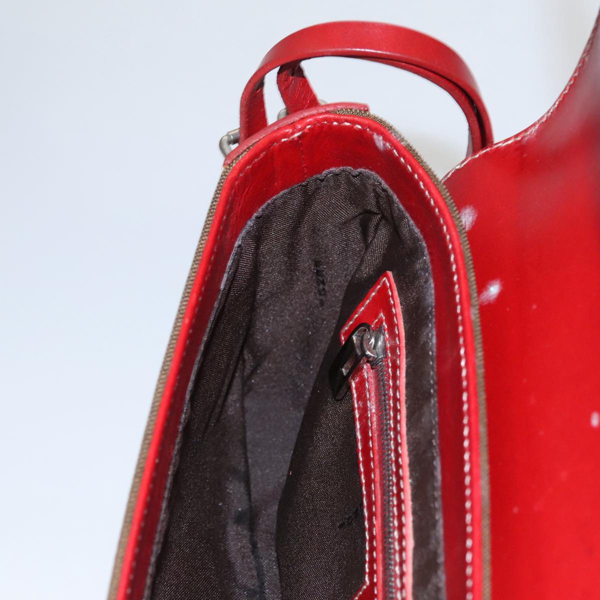 FENDI Zucca Canvas Shoulder Bag Brown Red 107607