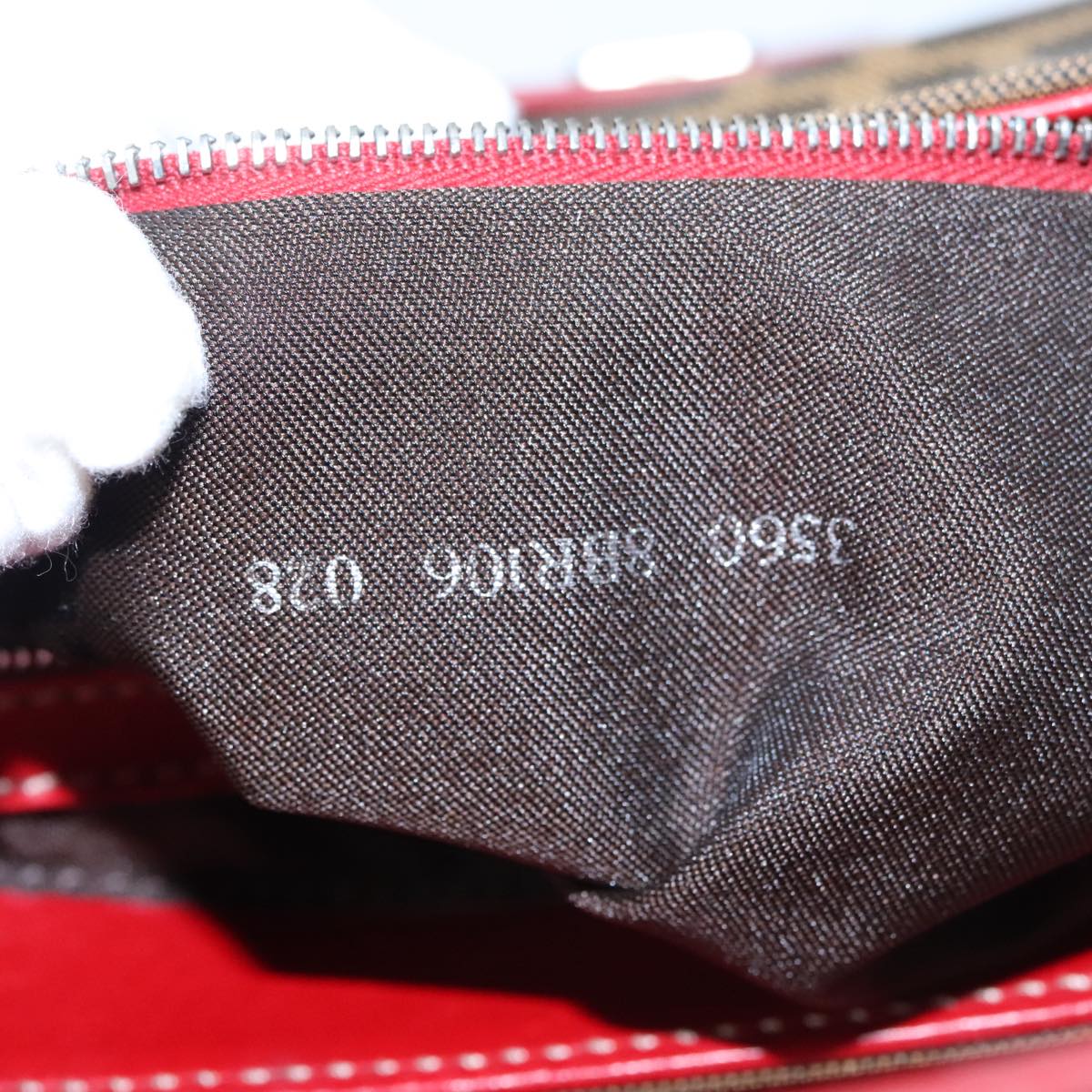 FENDI Zucca Canvas Shoulder Bag Brown Red 107607