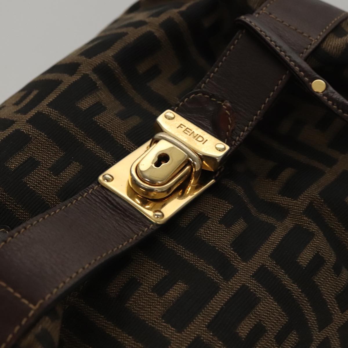 FENDI Zucca Canvas Hand Bag Brown 107610