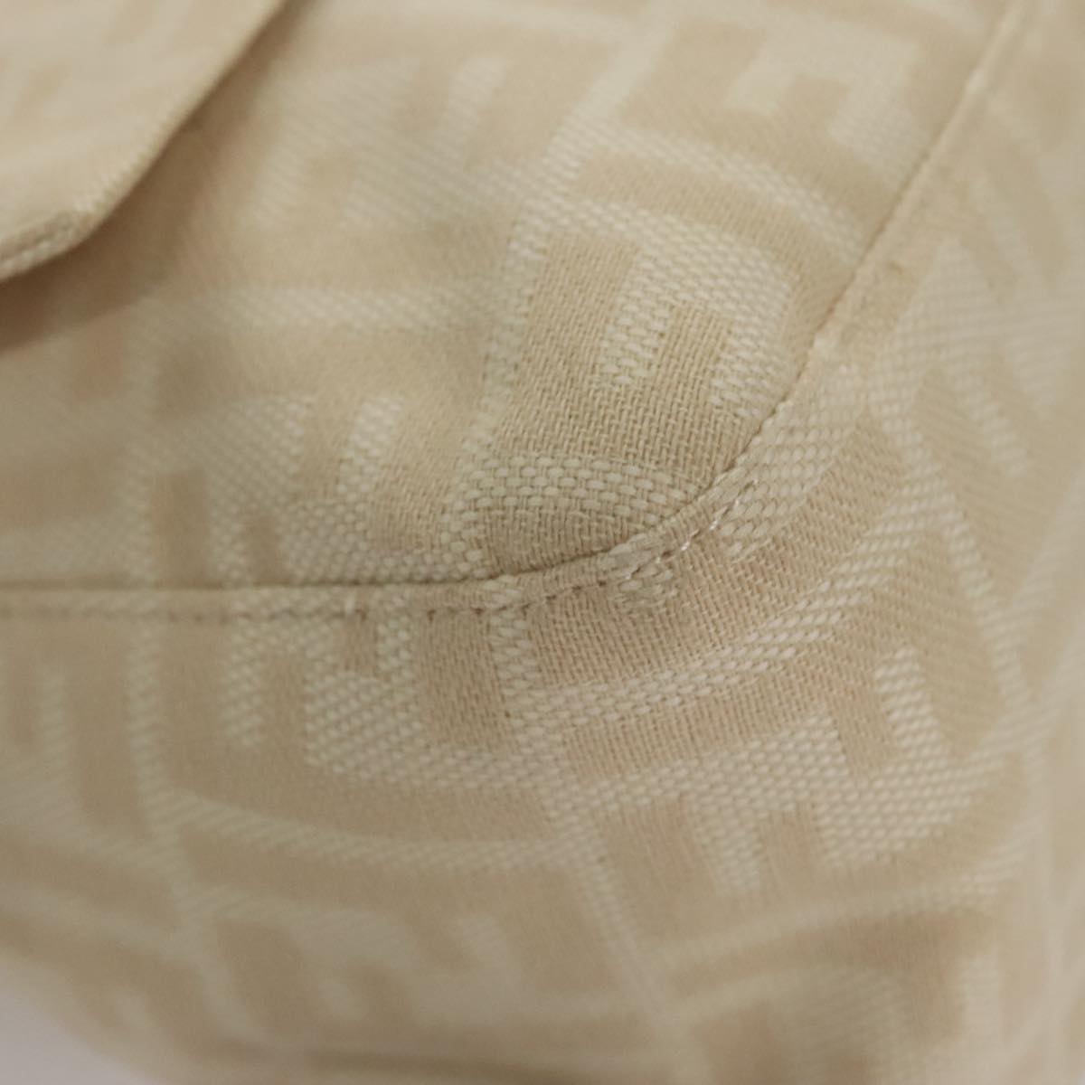 FENDI Zucca Canvas Mamma Baguette Shoulder Bag Beige 107611