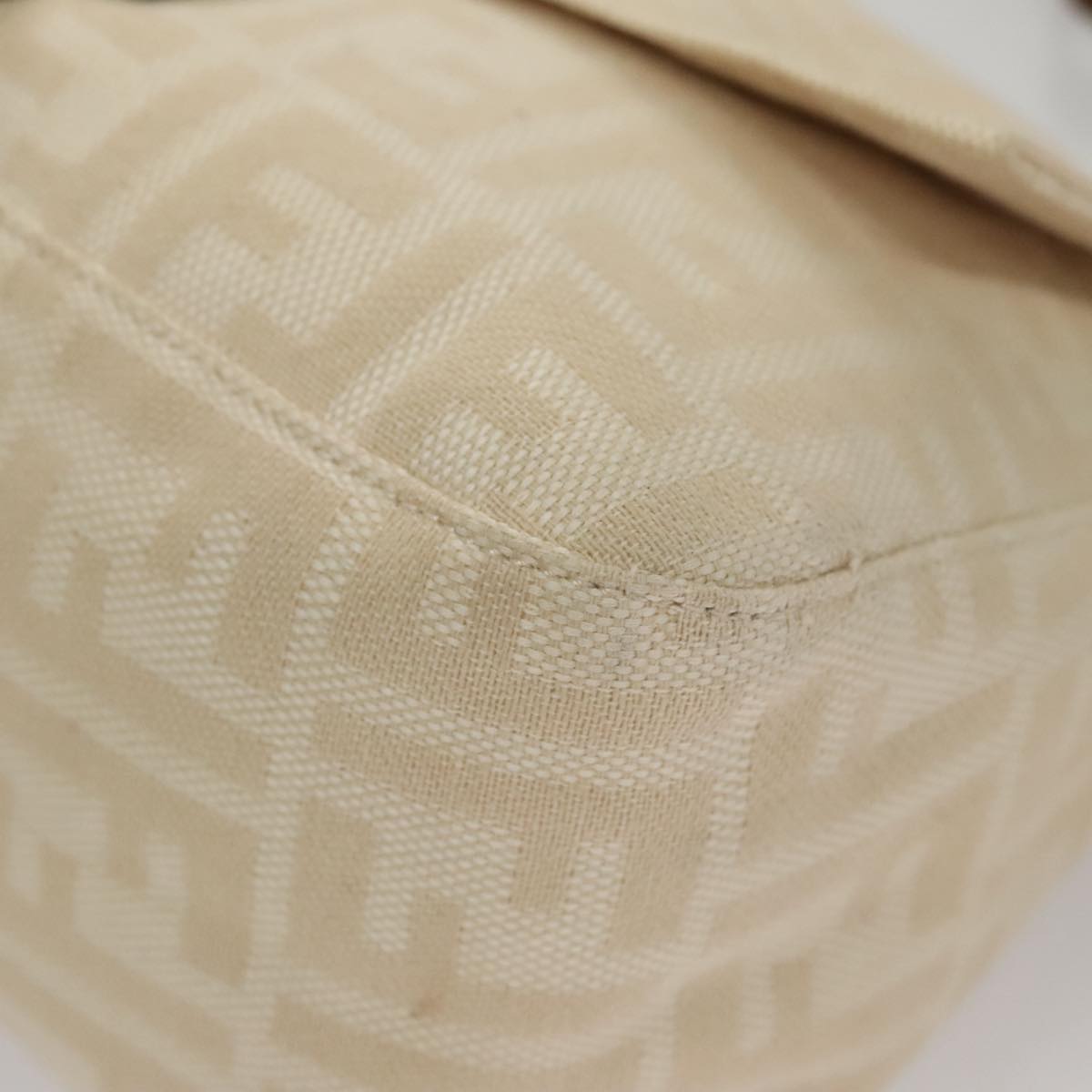 FENDI Zucca Canvas Mamma Baguette Shoulder Bag Beige 107611
