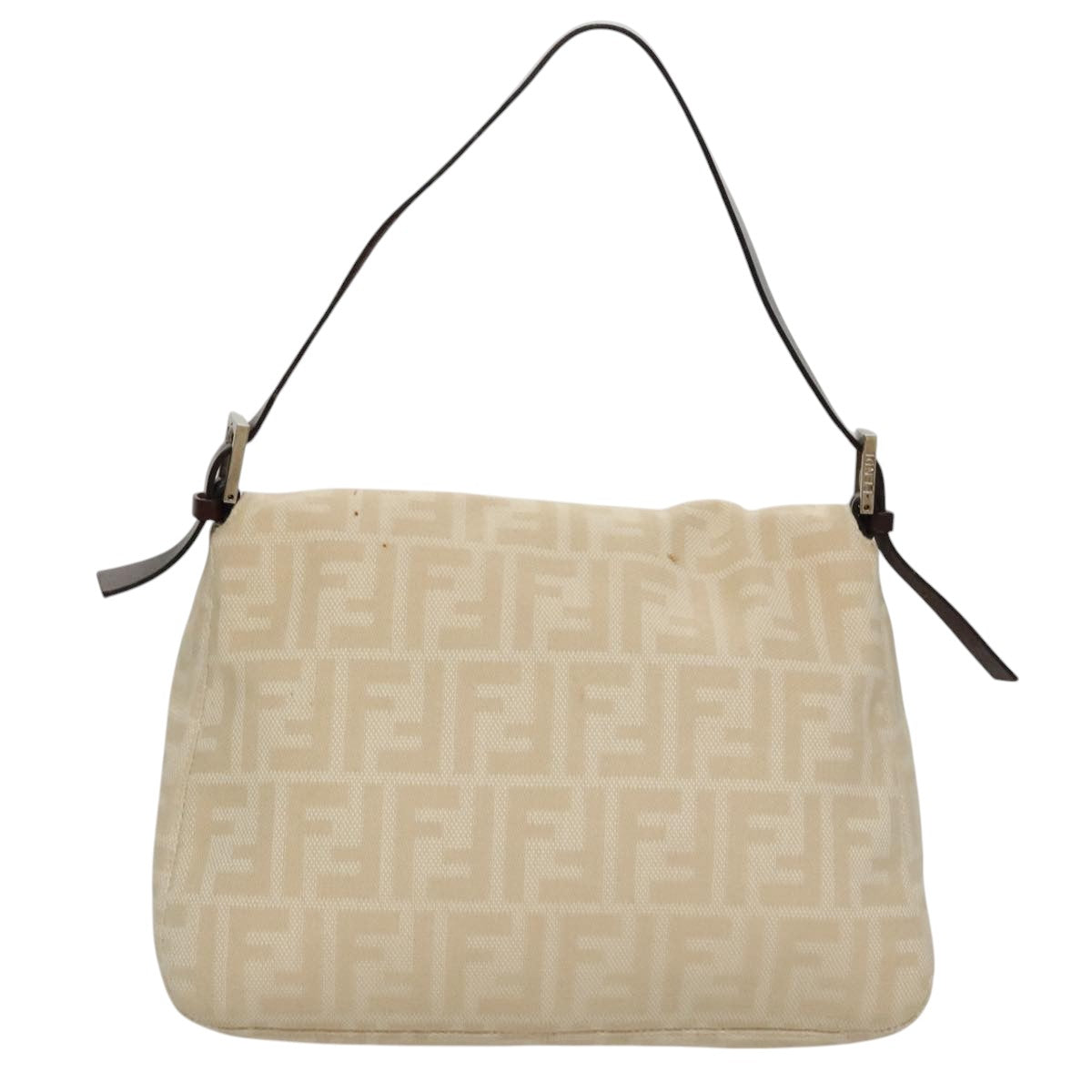 FENDI Zucca Canvas Mamma Baguette Shoulder Bag Beige 107611