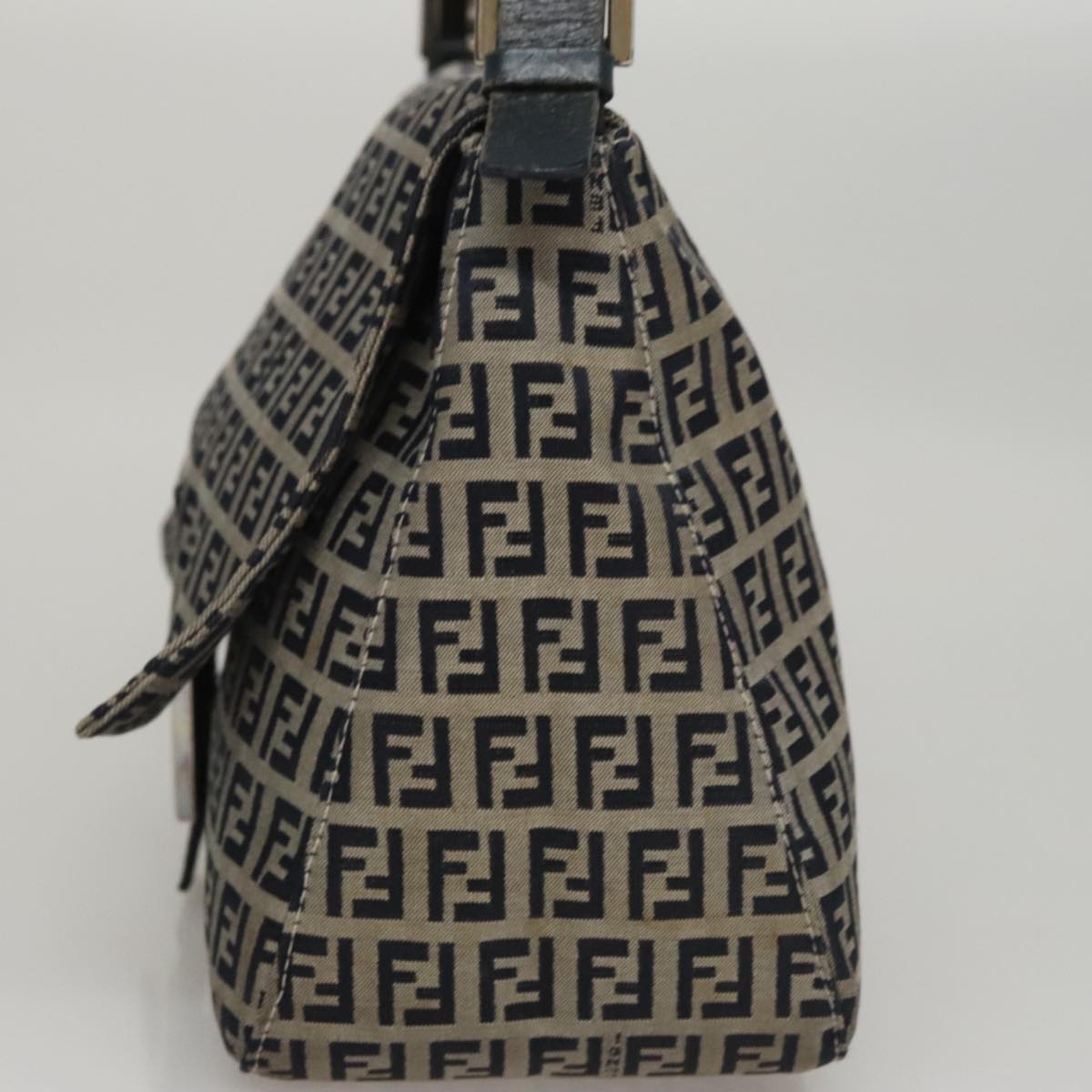FENDI Zucchino Canvas Mamma Baguette Shoulder Bag Navy 107613