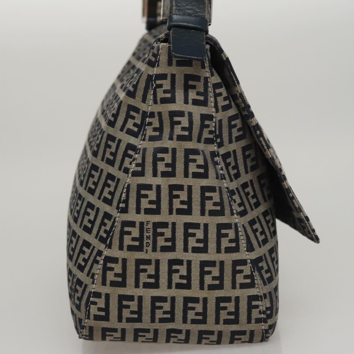 FENDI Zucchino Canvas Mamma Baguette Shoulder Bag Navy 107613