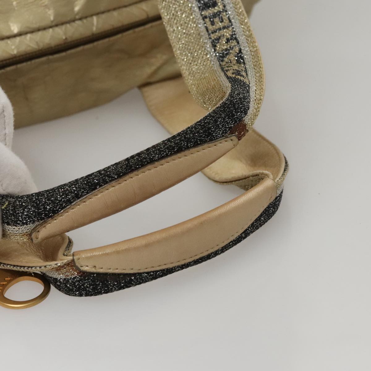 CHANEL Hand Bag Coated Canvas Gold Tone CC 107865