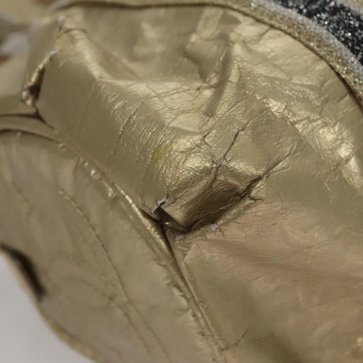 CHANEL Hand Bag Coated Canvas Gold Tone CC 107865