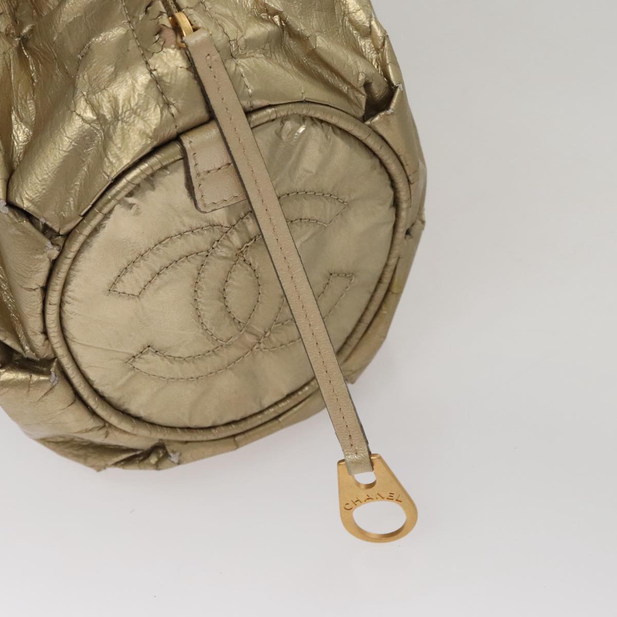 CHANEL Hand Bag Coated Canvas Gold Tone CC 107865