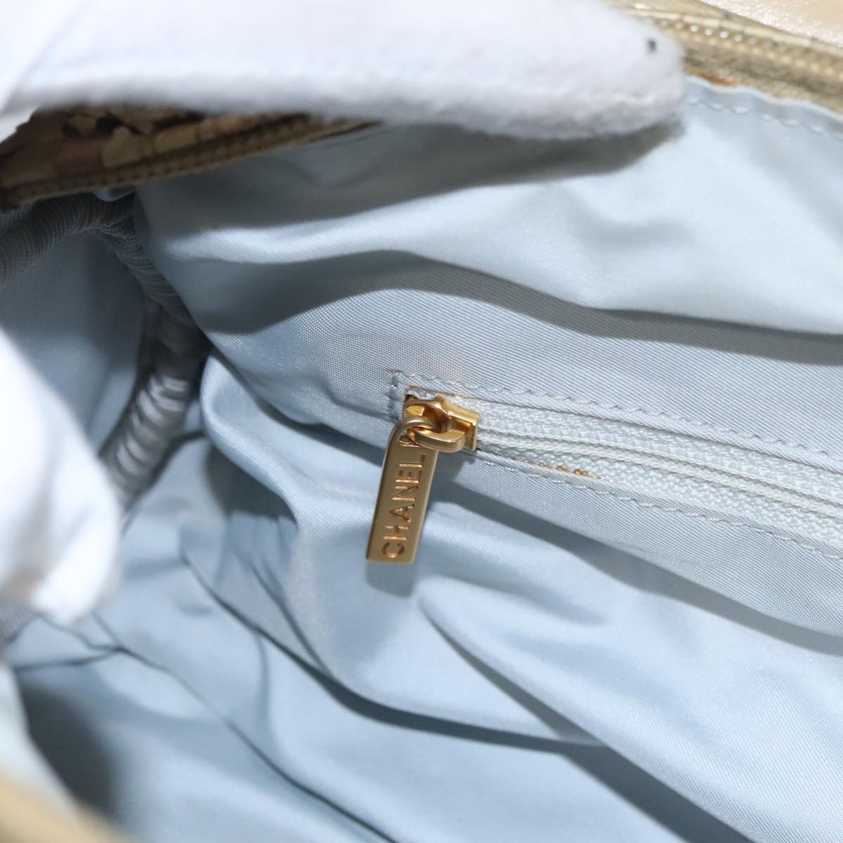 CHANEL Hand Bag Coated Canvas Gold Tone CC 107865