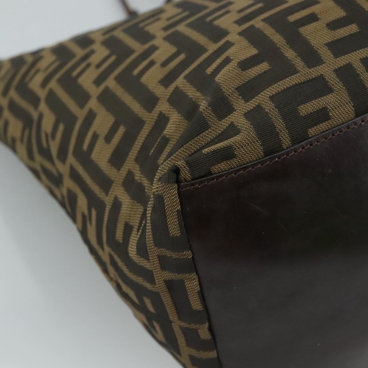 FENDI Zucca Canvas Tote Bag Brown Black Silver 107962