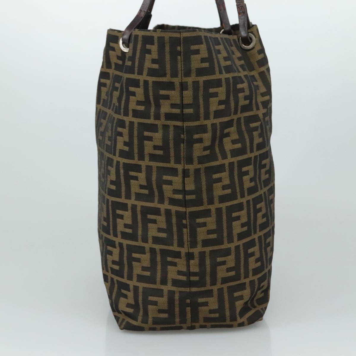 FENDI Zucca Canvas Tote Bag Brown Black Silver 107962