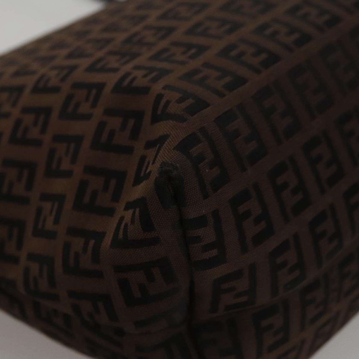 FENDI Zucchino Canvas Tote Bag Brown Black 107967