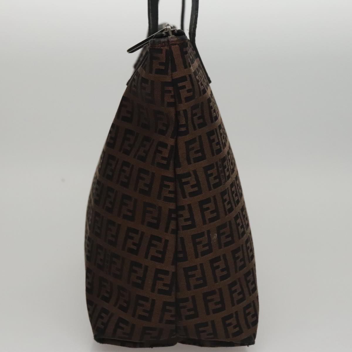 FENDI Zucchino Canvas Tote Bag Brown Black 107967