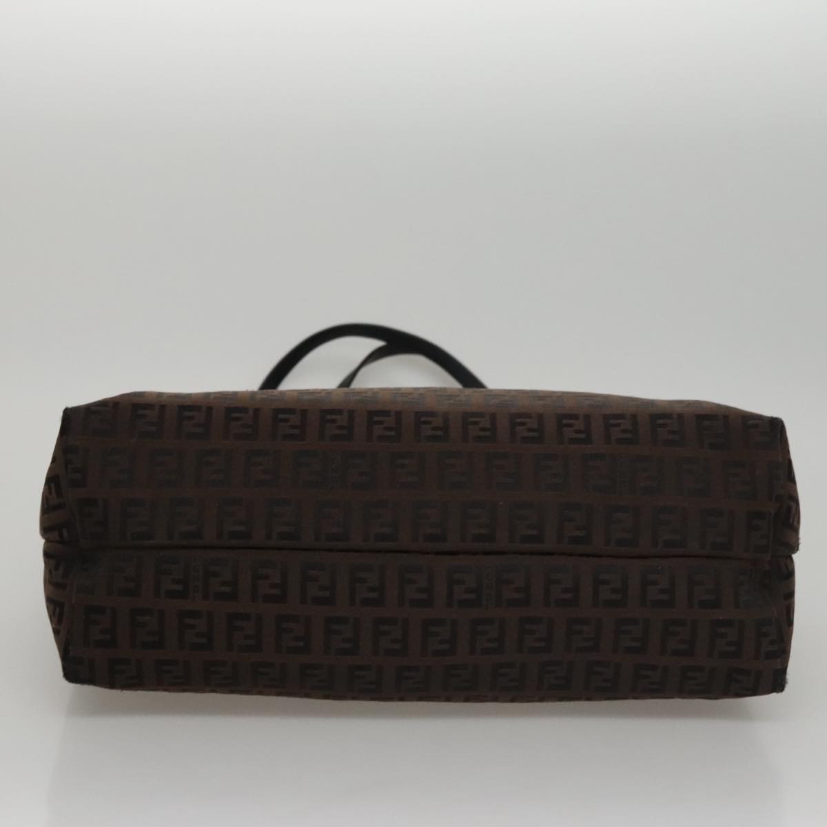 FENDI Zucchino Canvas Tote Bag Brown Black 107967