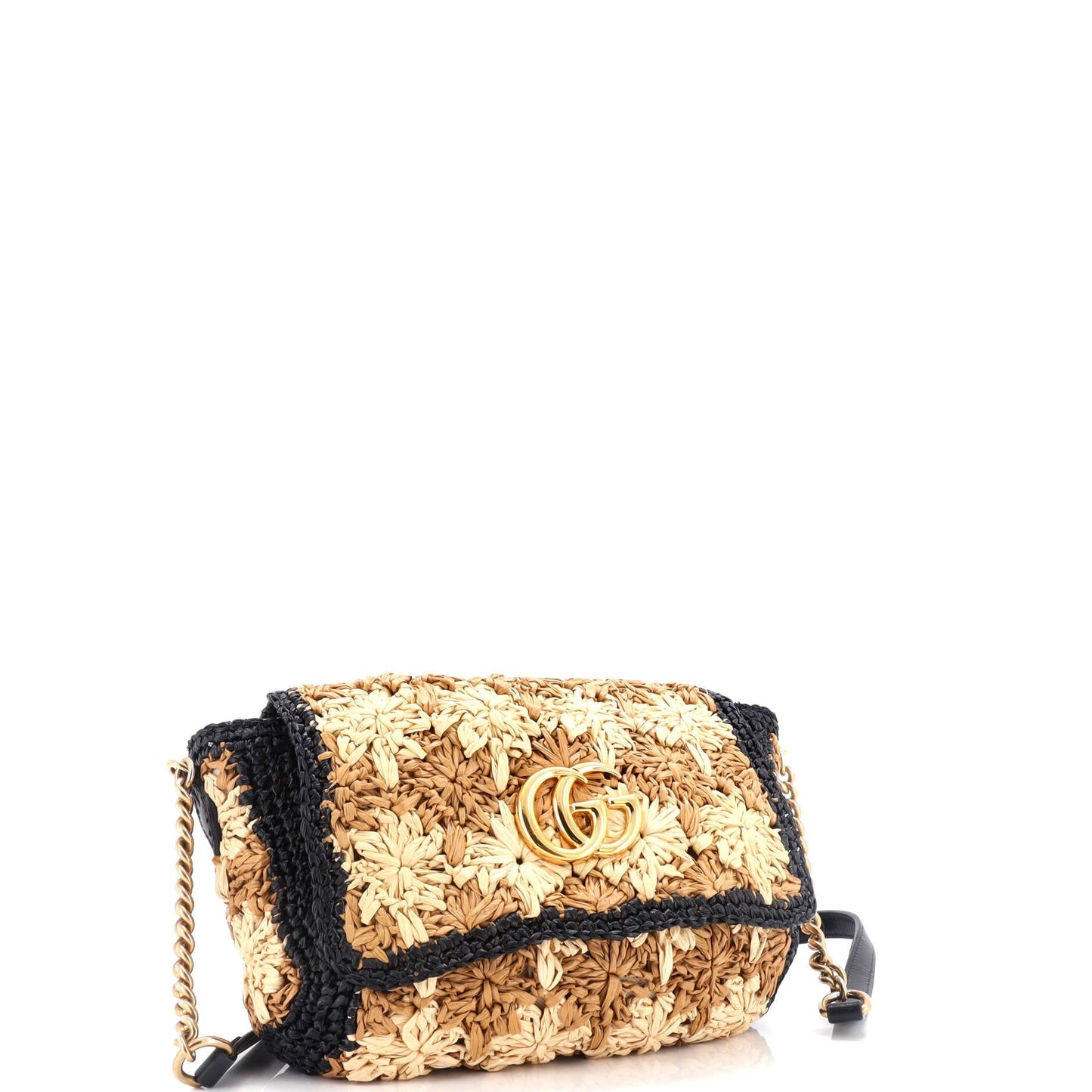 GG Marmont Flap Bag Raffia Small