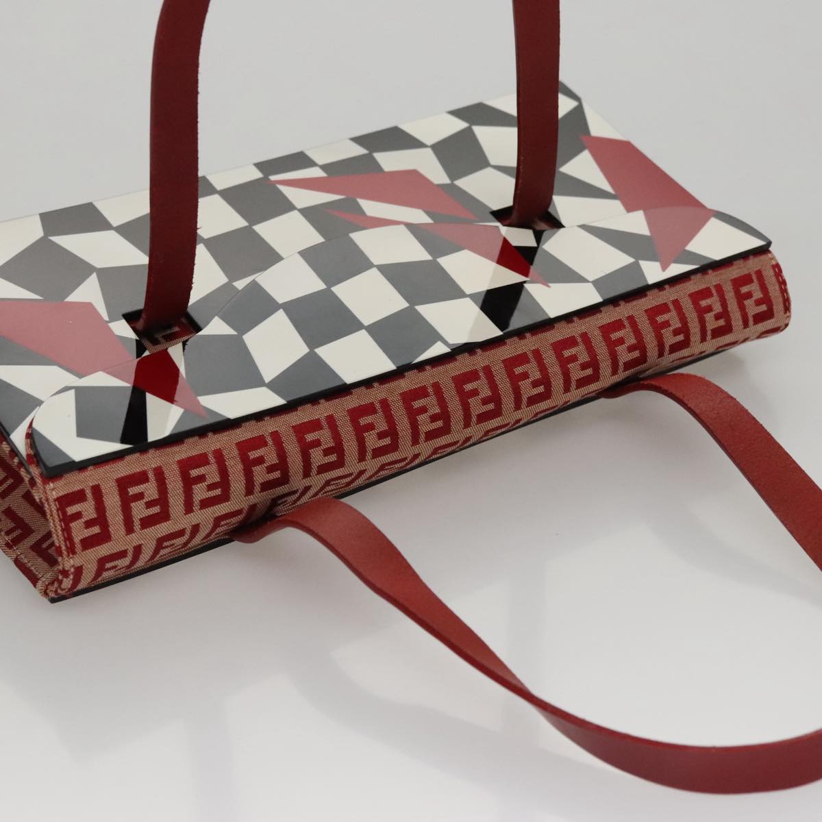 FENDI Zucchino Canvas Hand Bag Red 108149