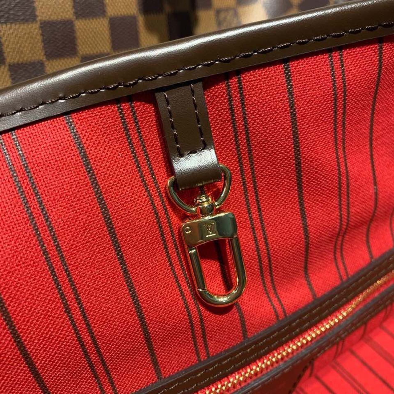 LV Neverfull GM Tote Bag Damier Ebene Canvas GLAMIrise Red For Women, WomenÃ¢â‚¬â„¢s Handbags, Shoulder Bags 15.7in/40cm LV N41357