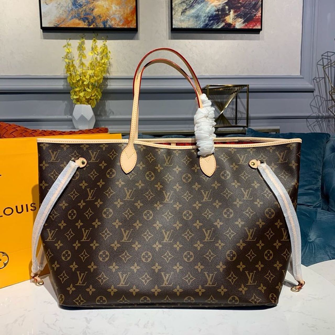 LV Neverfull GM Tote Bag Monogram Canvas Red For Women, WomenÃ¢â‚¬â„¢s Handbags, Shoulder Bags 15.7in/40cm LV M41181