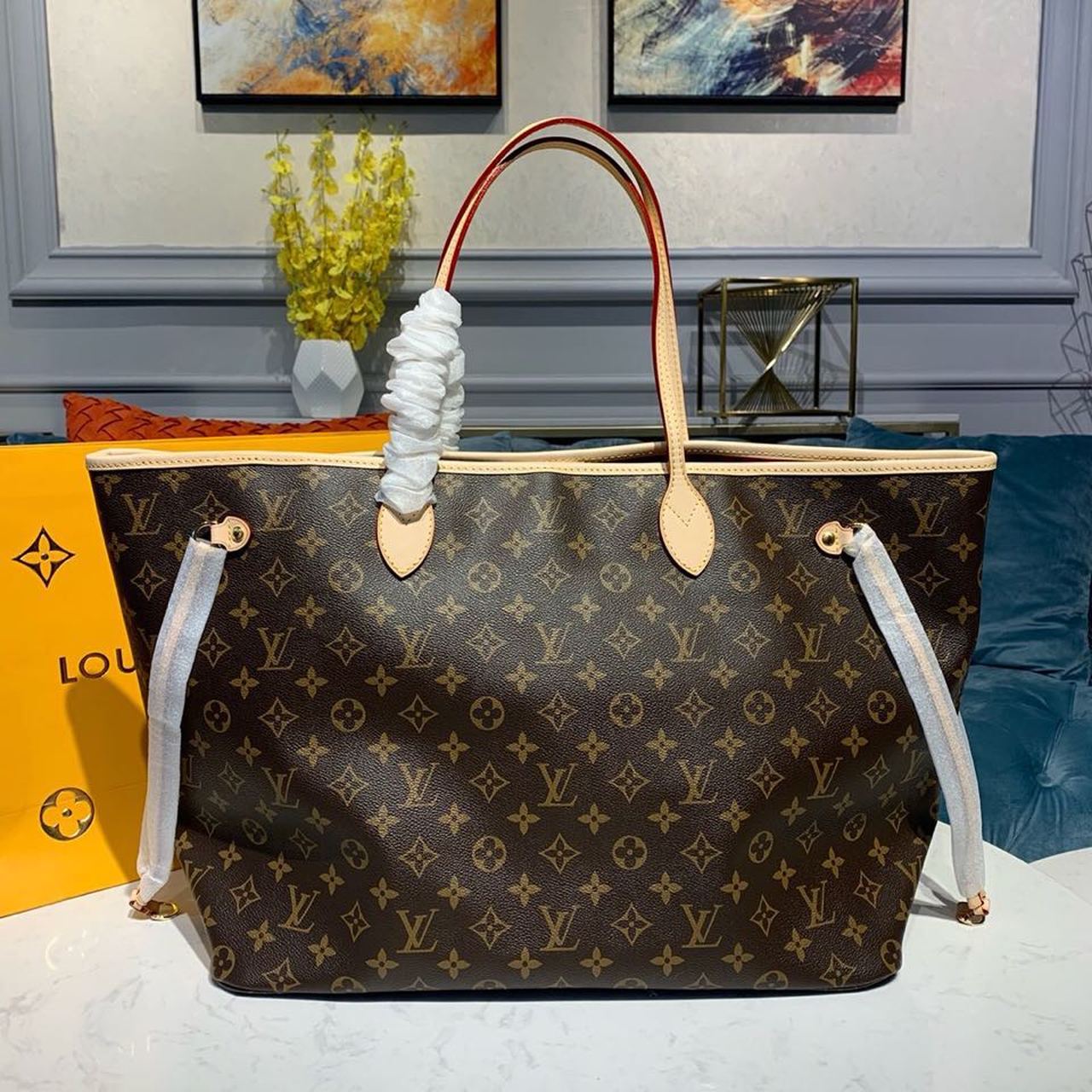 LV Neverfull GM Tote Bag Monogram Canvas Red For Women, WomenÃ¢â‚¬â„¢s Handbags, Shoulder Bags 15.7in/40cm LV M41181
