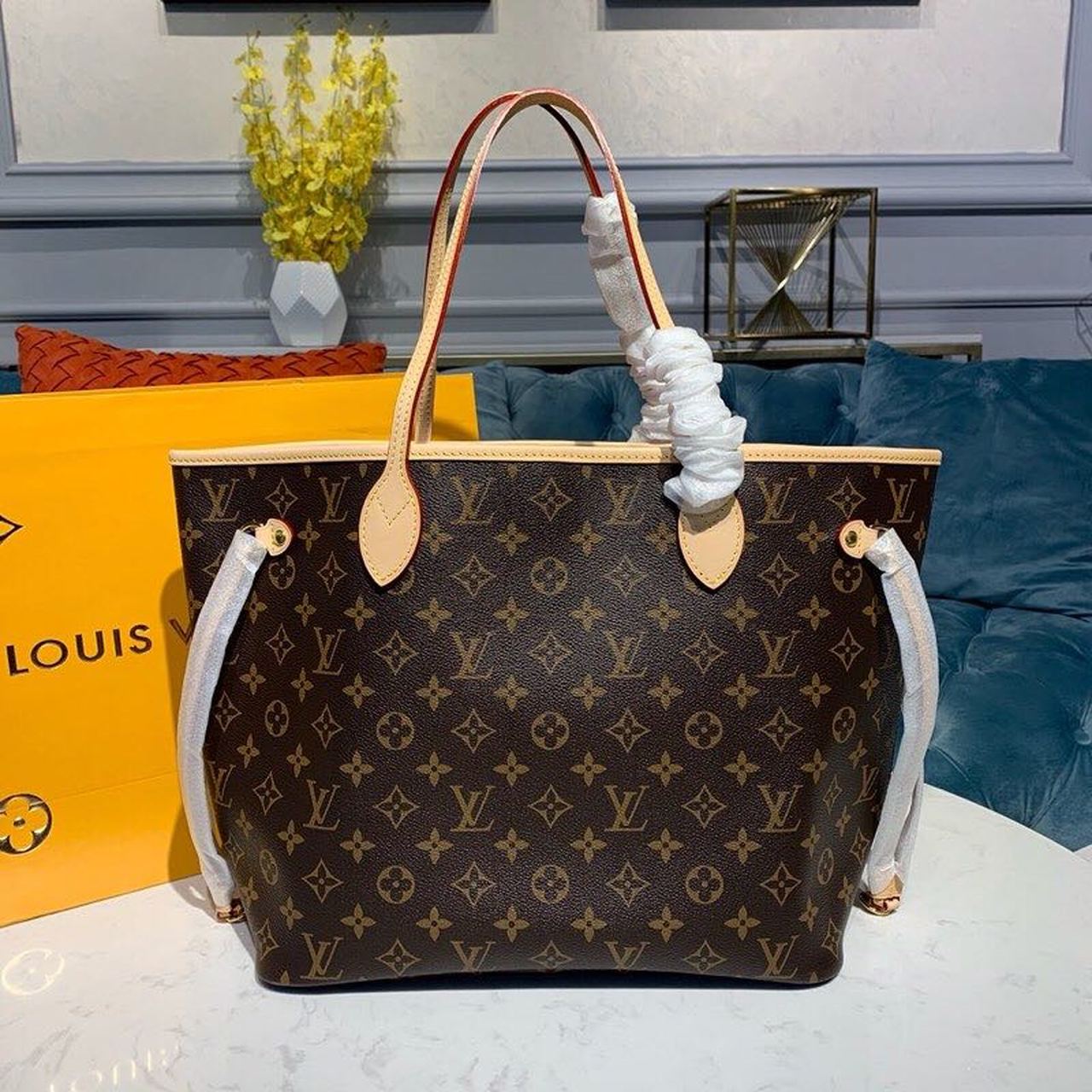 LV Neverfull MM Tote Bag Monogram Canvas GLAMIrise Red For Women,  Shoulder Bags 12.2in/31cm LV M41177
