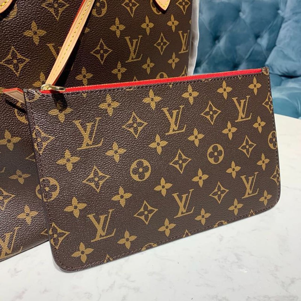 LV Neverfull MM Tote Bag Monogram Canvas GLAMIrise Red For Women,  Shoulder Bags 12.2in/31cm LV M41177