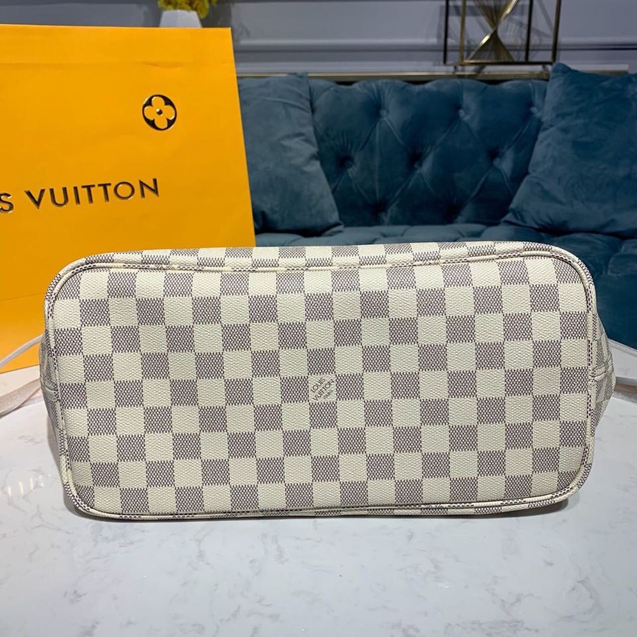 LV Neverfull MM Tote Bag Damier Azur Canvas For Women, WomenÃ¢â‚¬â„¢s Handbags, Shoulder Bags 12.2in/31cm LV N41361