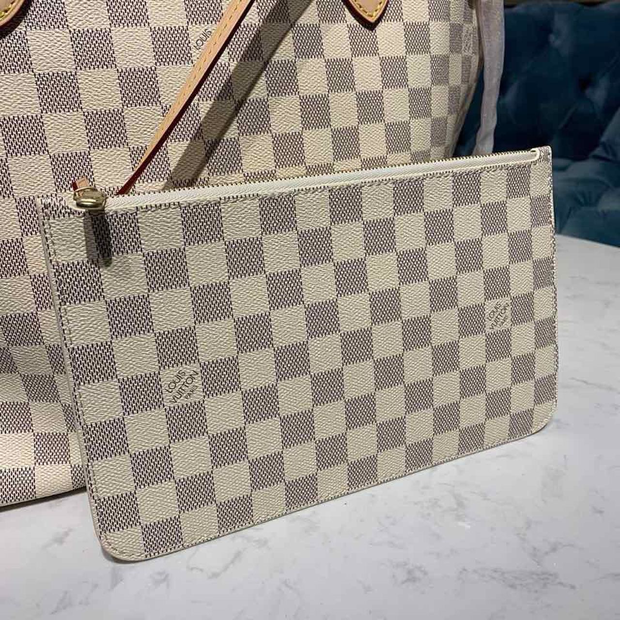 LV Neverfull MM Tote Bag Damier Azur Canvas For Women, WomenÃ¢â‚¬â„¢s Handbags, Shoulder Bags 12.2in/31cm LV N41361