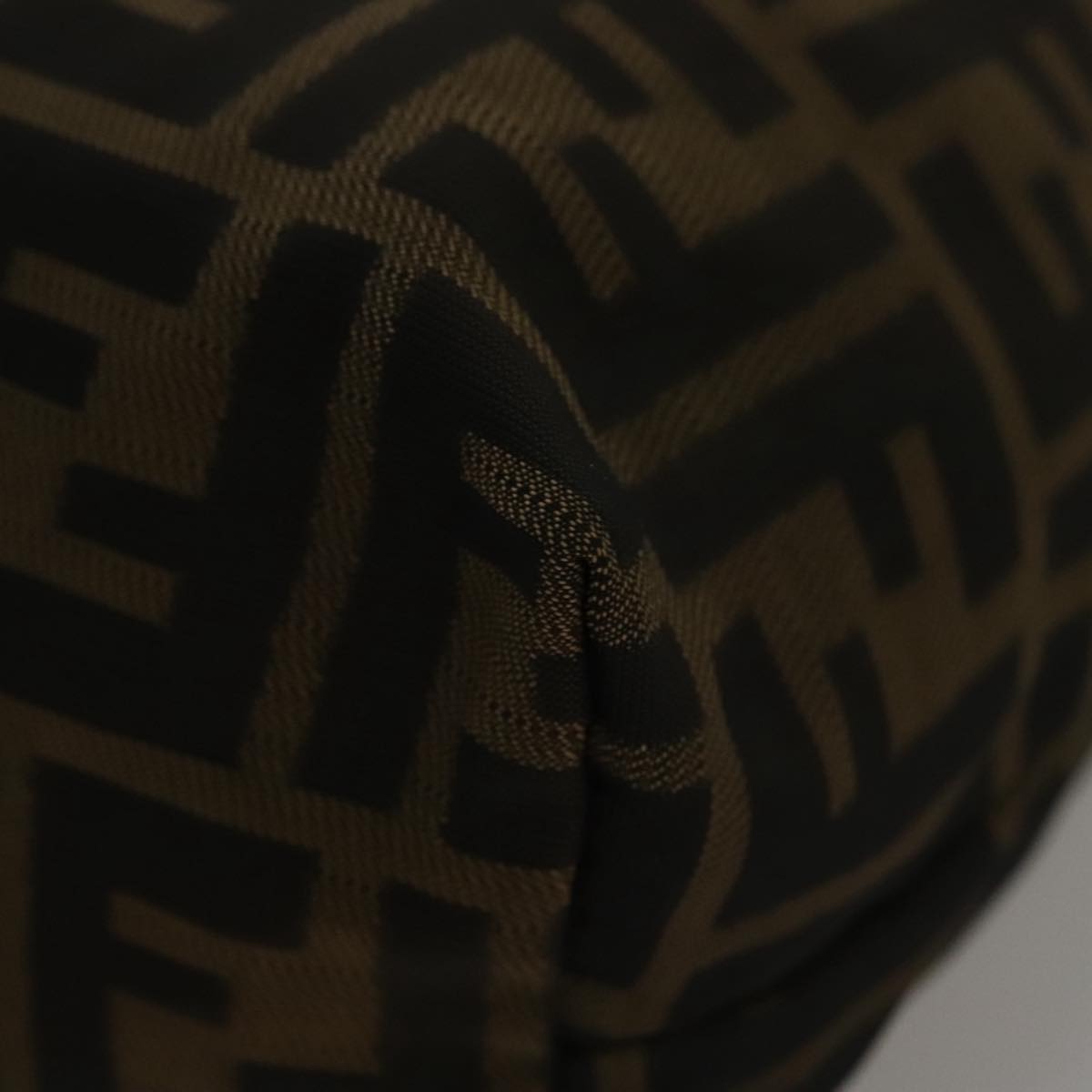 FENDI Zucca Canvas Hand Bag Brown Black 108546