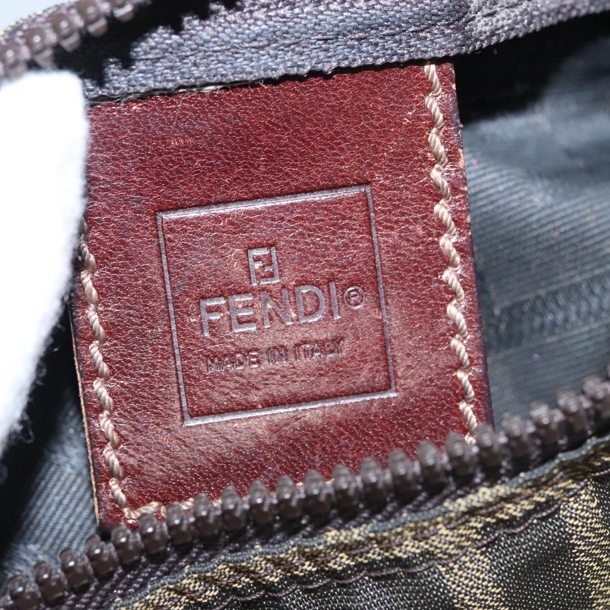 FENDI Zucca Canvas Hand Bag Brown Black 108546