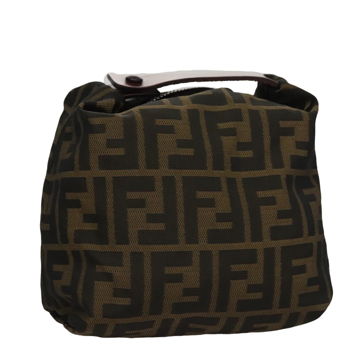 FENDI Zucca Canvas Hand Bag Brown Black 108546