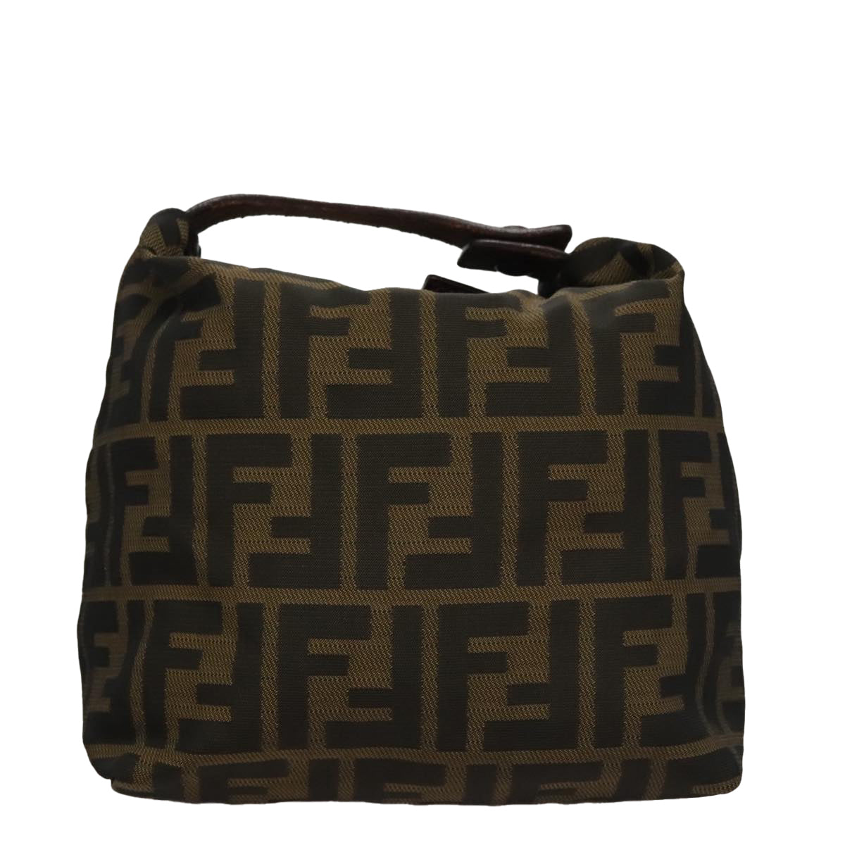 FENDI Zucca Canvas Hand Bag Brown Black 108546