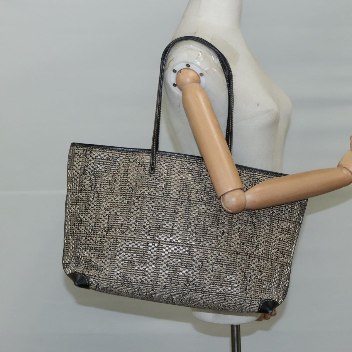 FENDI Zucca Canvas Tote Bag PVC Leather Beige Black 108584