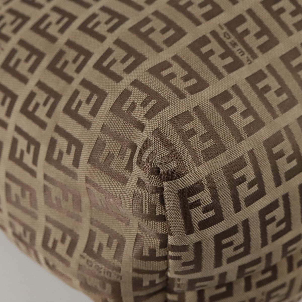 FENDI Zucchino Canvas Tote Bag Brown 108741