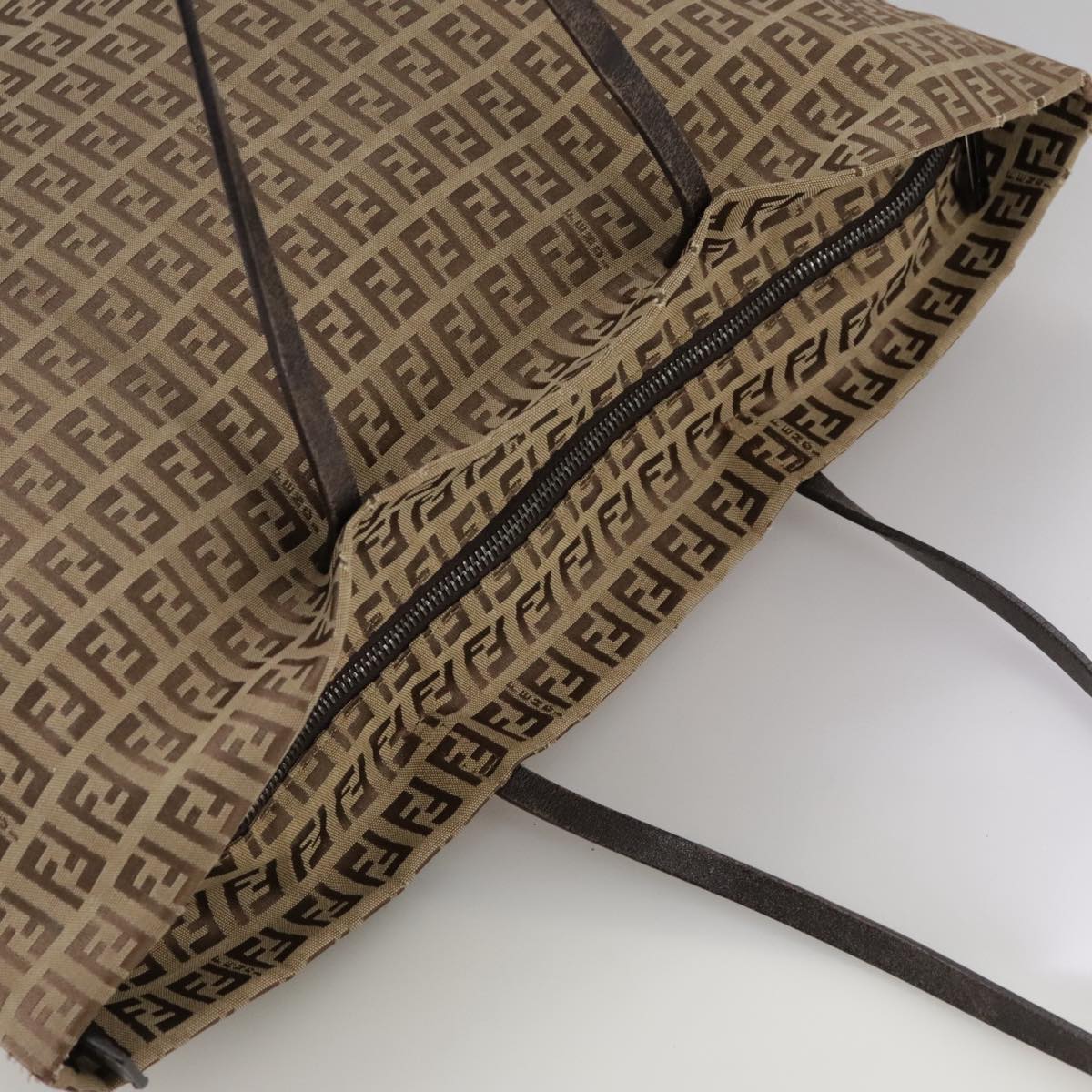 FENDI Zucchino Canvas Tote Bag Brown 108741