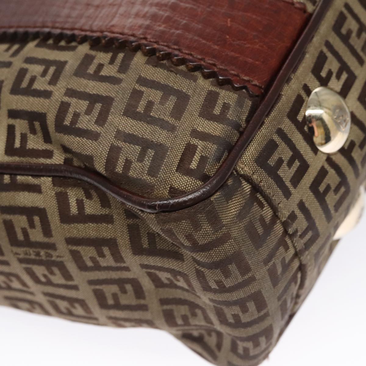 FENDI Zucchino Canvas Tote Bag Brown 108744