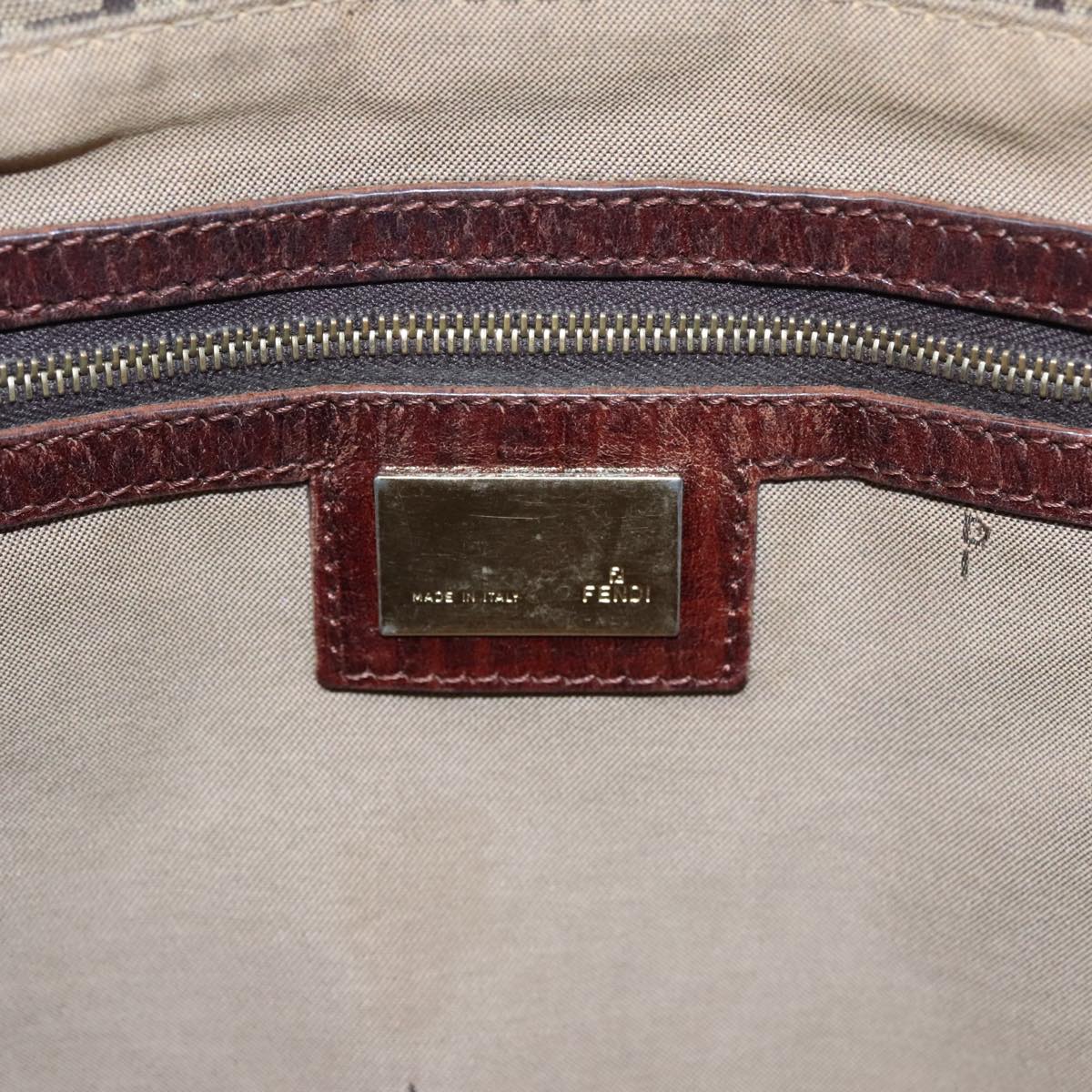 FENDI Zucchino Canvas Tote Bag Brown 108744