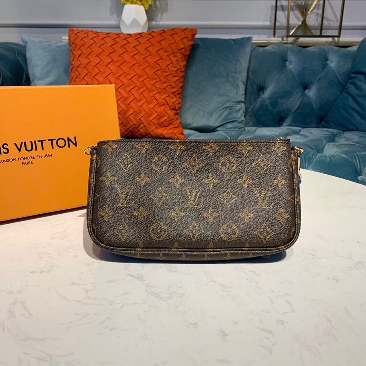 LV Multi Pochette AcGLAMIssoires Monogram Canvas Blue For Women,  Shoulder And Crossbody Bags 9.4in/24cm LV