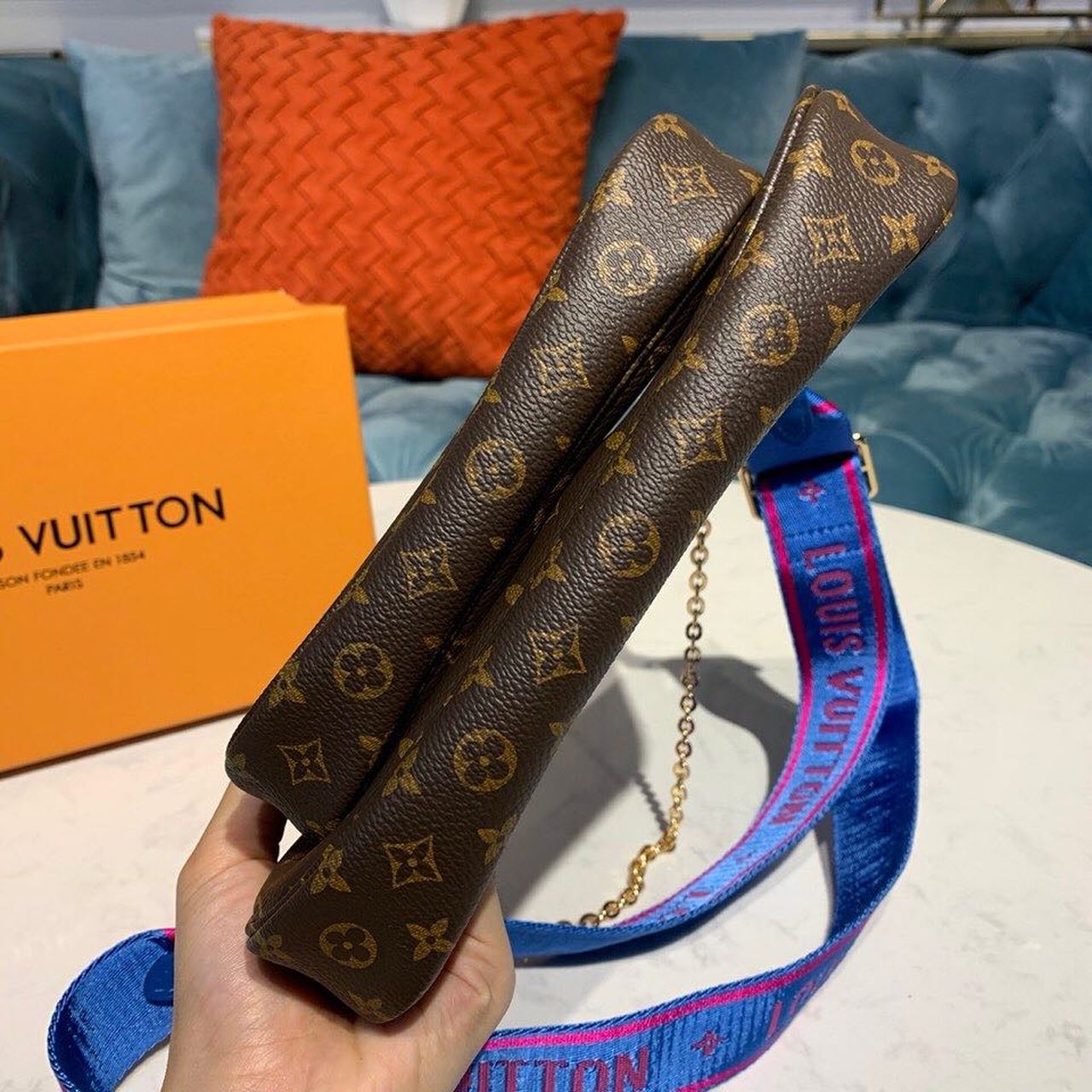 LV Multi Pochette AcGLAMIssoires Monogram Canvas Blue For Women,  Shoulder And Crossbody Bags 9.4in/24cm LV